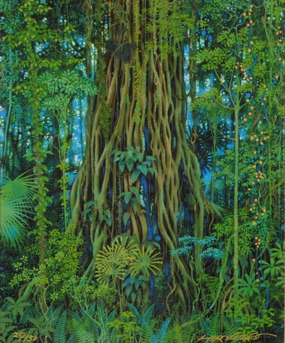 ART GALLERY MOTOKAWA          ジークレーの版画で磯野宏夫が制作した木の絵「ガジュマルツリー」をご購入いただきました。
