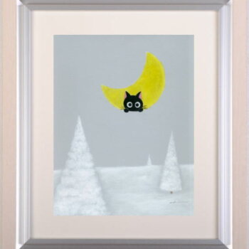 香月和夫 雪原の月猫